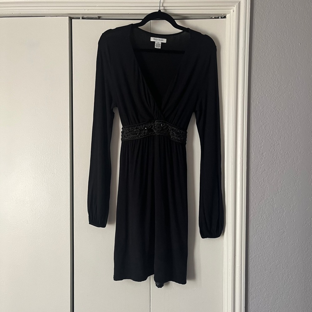 White House‎ Black Market Dress Embellished Waist Long Sleeve